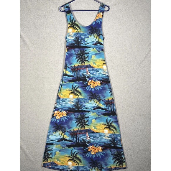 Vintage Marisol Womens Fit Small Slinky Maxi Hawaiian Resort Wear Tropical Beach - Picture 1 of 16